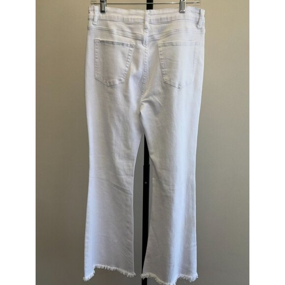 Happy Hour Women's White Distressed Flare Jeans NWT #26254 - Picture 2 of 2
